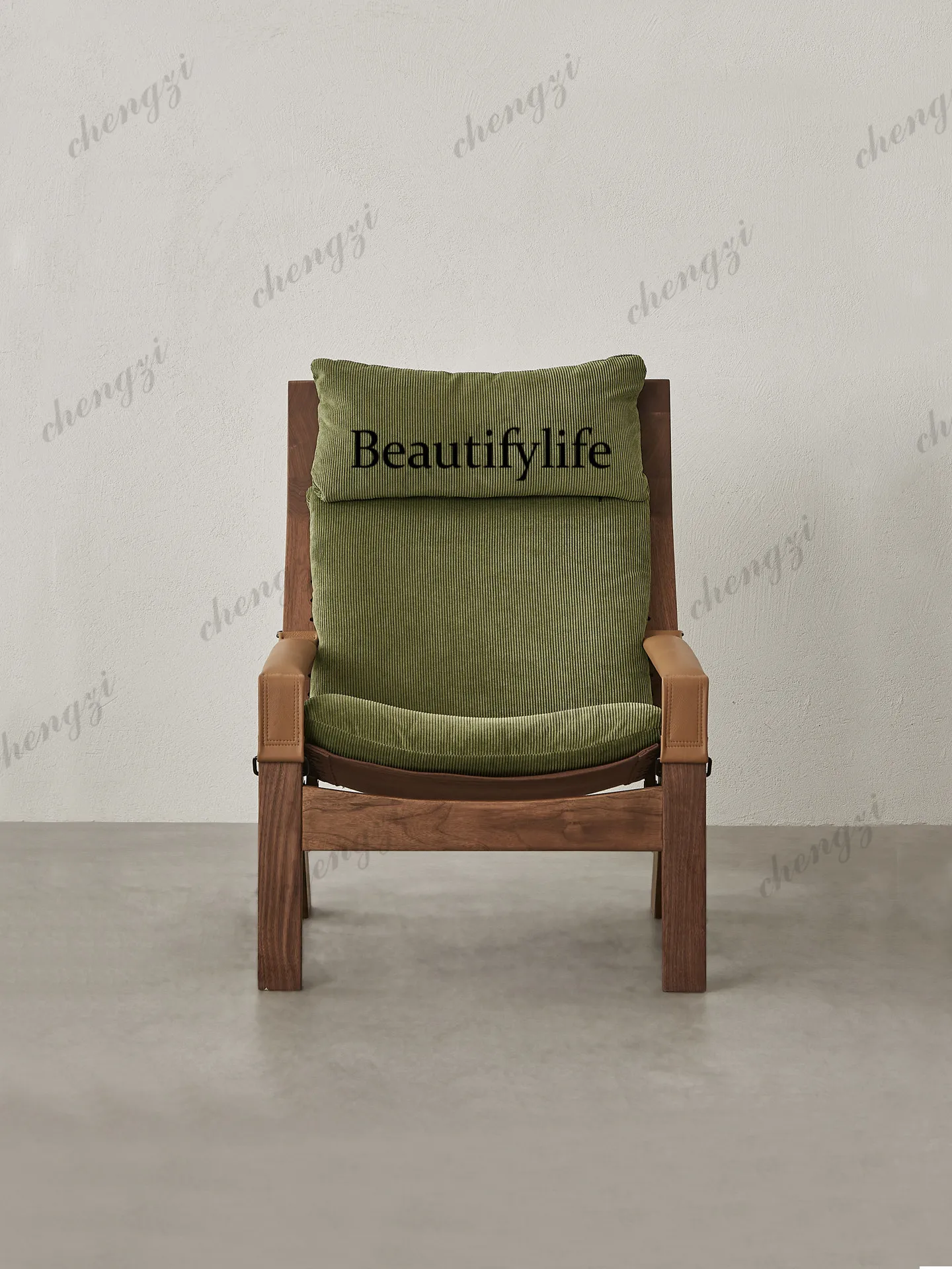 Medieval recliner living room balcony retro leisure chair fabric sofa chair solid wood single chair