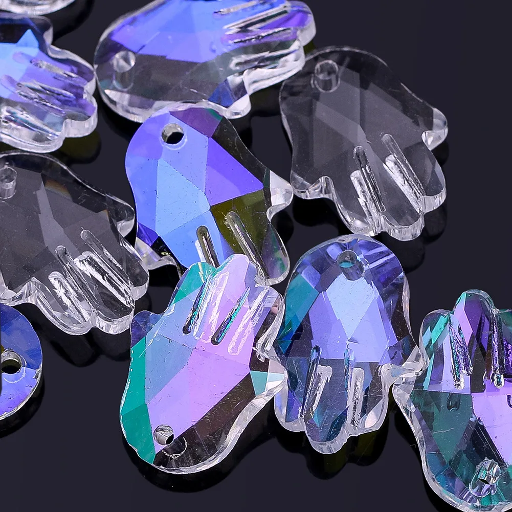 5PCS AB Colour Transparent Multi-faceted Fati's Hand Shape Crystals Prism Pendant Garden Sunlight Collector Decor Rainbow Maker