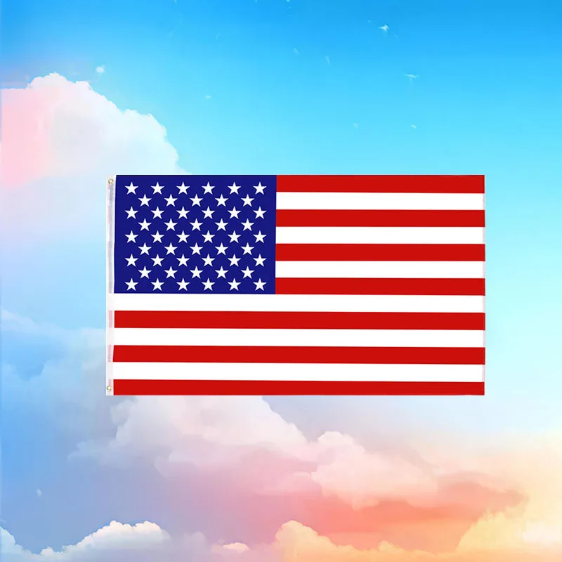 

Embroidered USA Flag 90x150cm 210D Oxford Waterproof American US Flag for World Cup