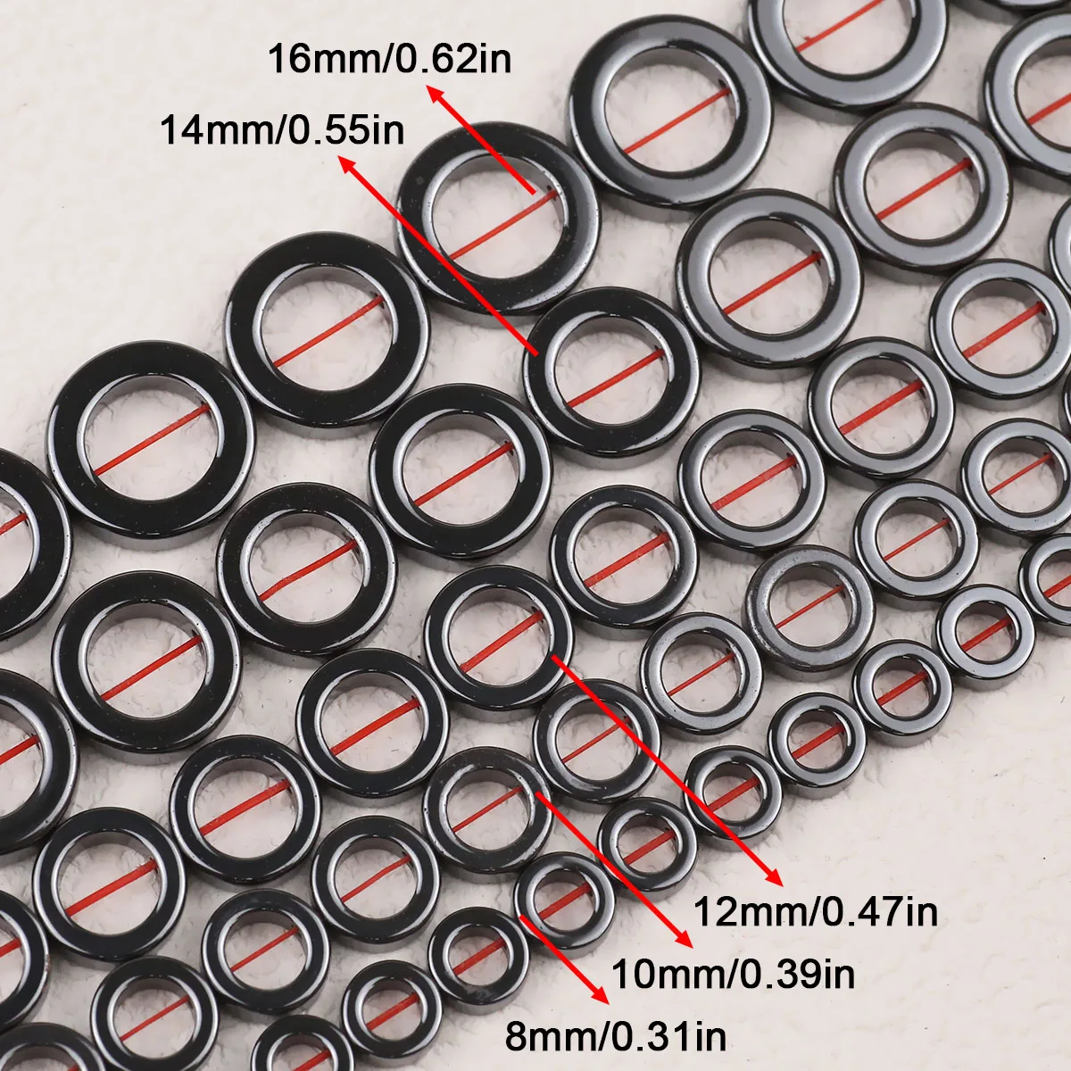 8/10/12/14/16MM Hollow Circle Black Hematite Beads Natural Stone Loose For Jewelry Bracelet Making DIY Findings Accessories