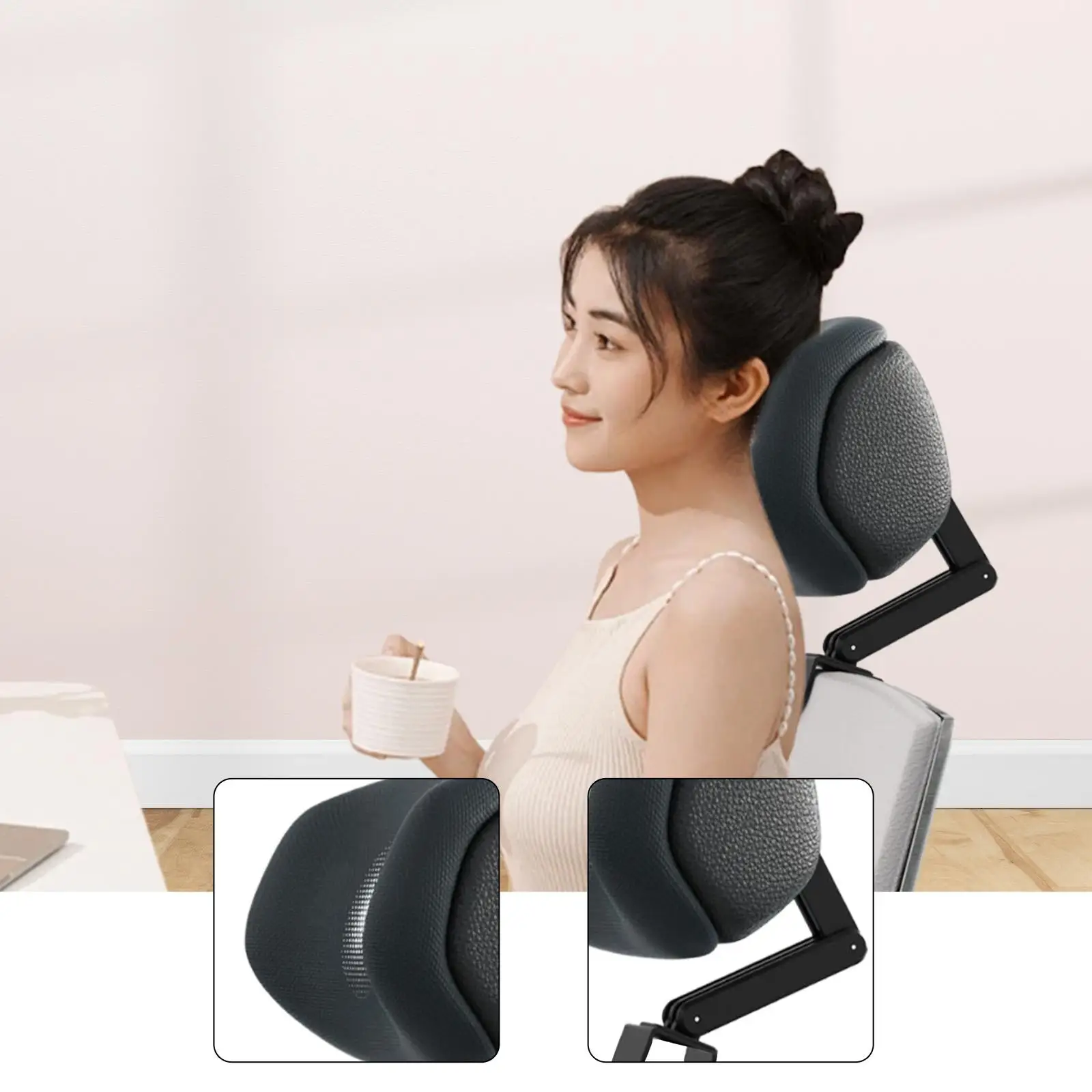 Acessório Ergonômico para Cadeira de Escritório: Apoio de Cabeça Ajustável com Almofada para Pescoço para Cadeira de Trabalho e Computador