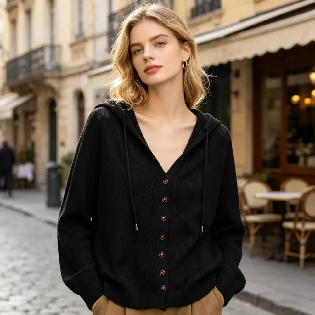 2026 New Women Tops Hooded Drawstring Long Sleeve Lightweight Pure Color Casual Blouse Loose Fit Thin Coat