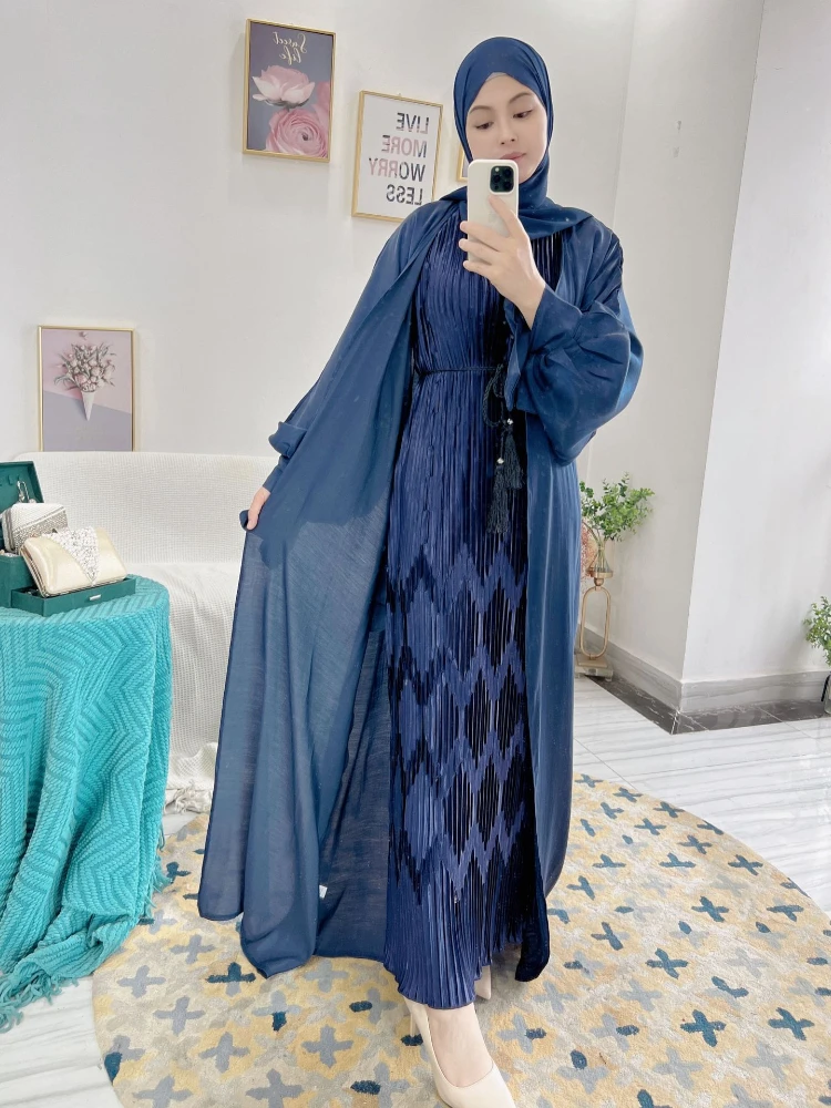 Imagem -06 - Verão Puff Manga Muçulmano Abaya Vestido Feminino Elegante Modesto Marrocos Festa Vestido Longo Islâmico Turquia Dubai Eid Ramadan Jubah Robe