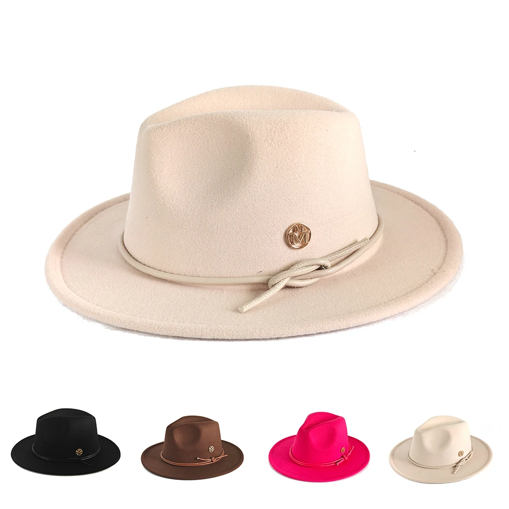 

M Стандартная шляпа-федора с широкими полями для мужчин и женщин, джазовая шляпа, аксессуары для ремня, классическая церковная шляпа для вечеринки, свадебная шляпа, оптовая продажа 2025