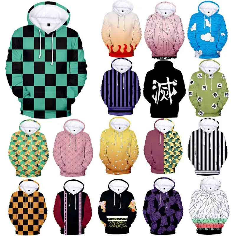 

Anime Demon Slayers Hoodie Cos Outfit Charcoal Jiro You Bean Creative Peripheral Printing 3D Hooded Hoodie Decoration Supplies