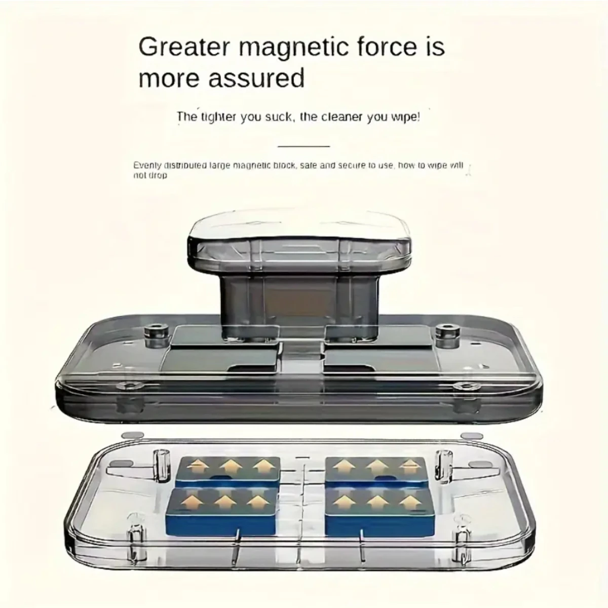 Double-Sided Magnetic Window Cleaner with Safety Rope, High-Strength ABS Handheld Tool for High-Rise Glass Cleaning, Anti-Pinch