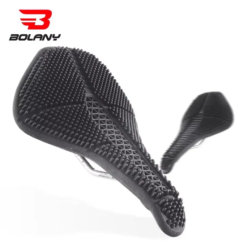 BOLANY Bike Saddle 3D Massage Breathable Seat Cr-Mo Rail Nylon Base Universal Fit Black 156*252mm