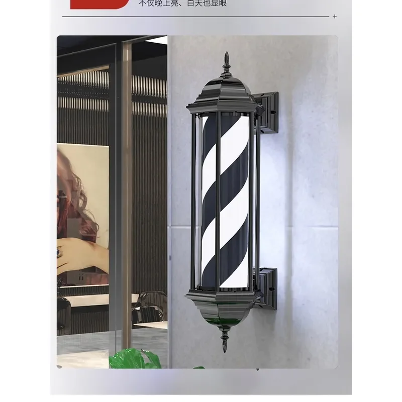 LED Barber Shop Sign Light Box Rotating Hair Pole Lamp Outdoor Business Storefront Display Neon Style Advertising