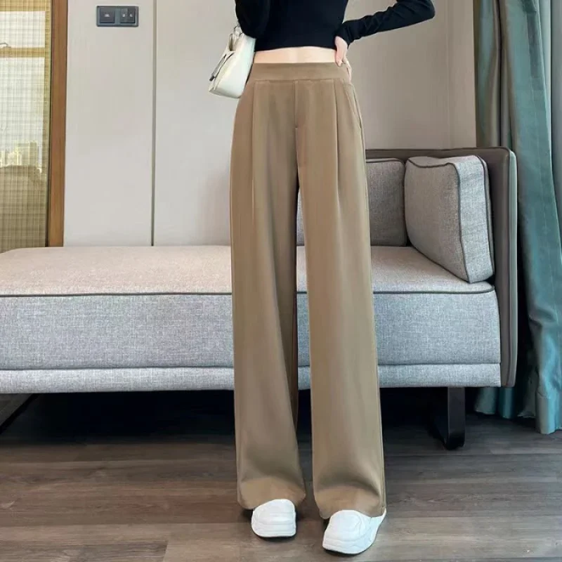 Korean Solid Simple Women Pants High Waist 2024 Spring Summer All-match Pants for Women New Niche Design Long Trousers