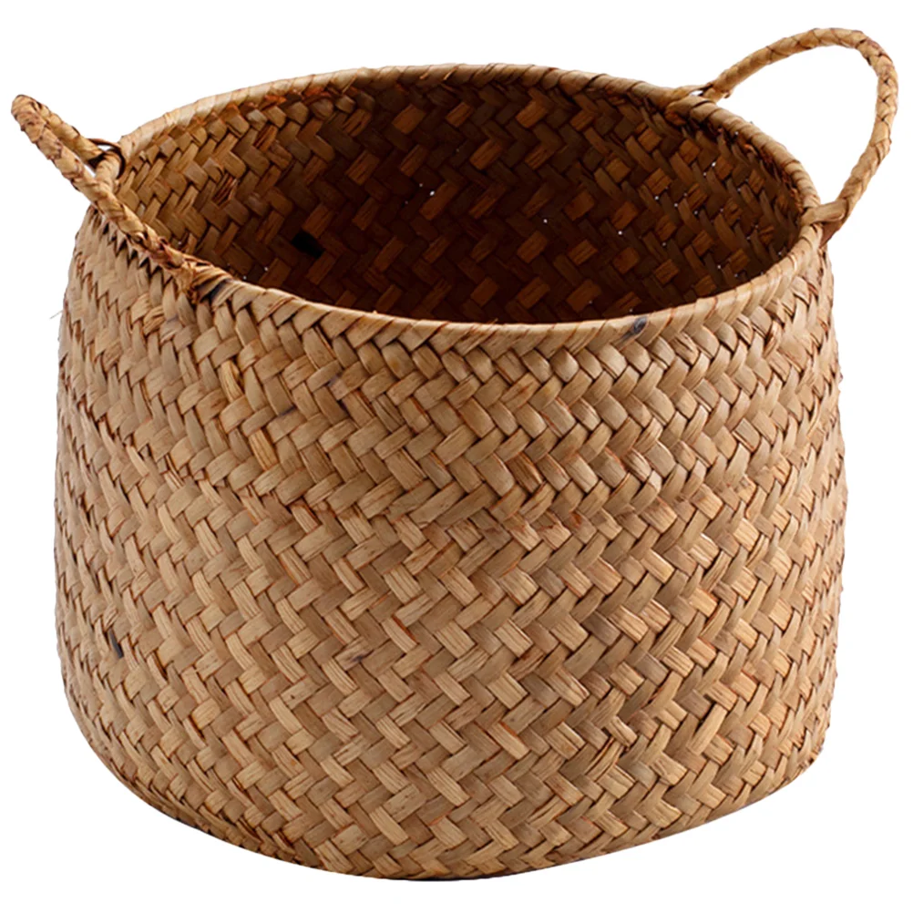 

Woven Sundries Basket for Toilet Paper Baskets Laundry Plant Storage Bins Seaweed Decorative Shopping Collapsible