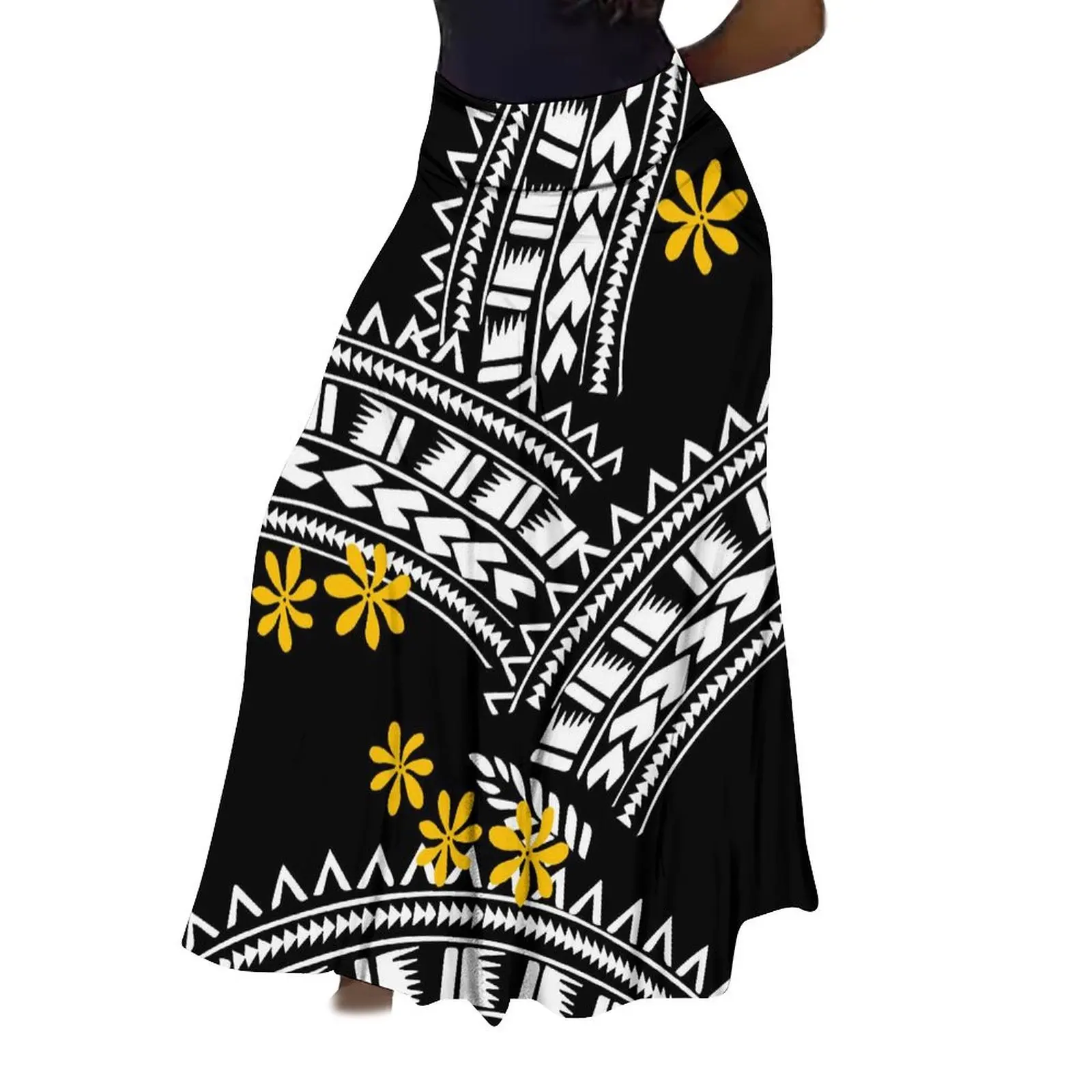 Factory Direct Sales Polynesian Tribal Ethnic Pattern Flower Print Summer Long Skirt Club Skirt Custom Women\'S Clothing