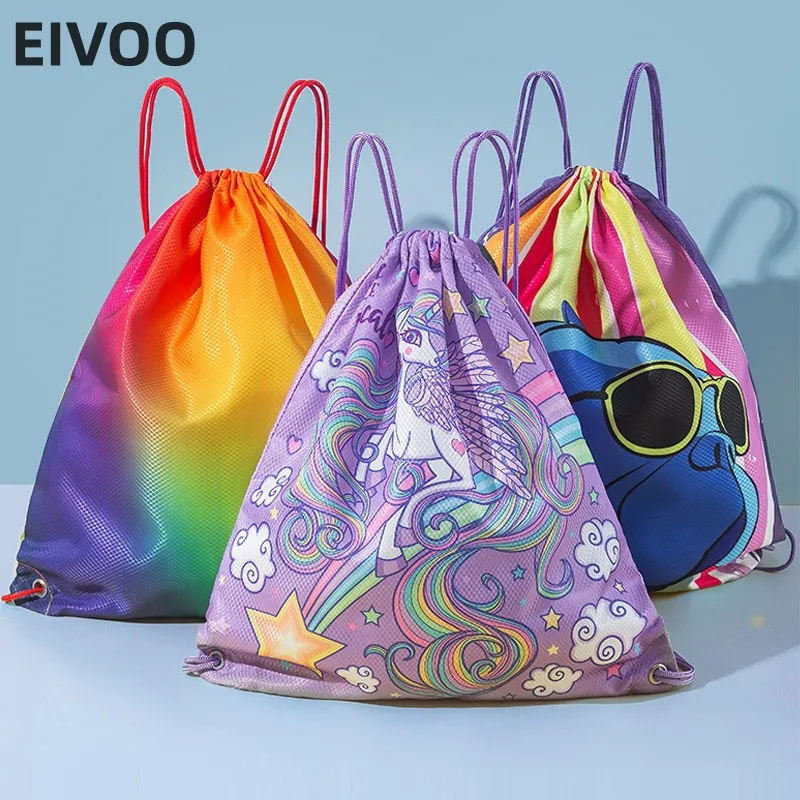 Grande saco impermeável de cordão para homens e mulheres, bolsa de impressão saco de bola, várias cores, comida, diversos, mochila casual