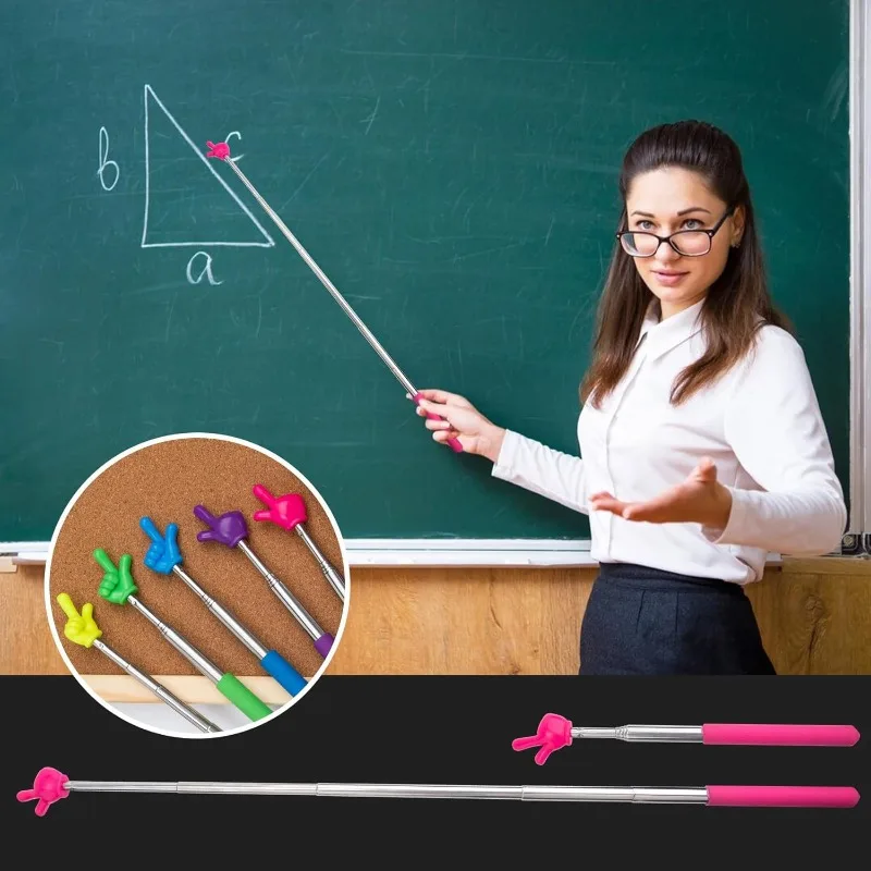 

5pcs Telescopic Teacher Pointer, Ergonomic Grip Design for Elementary Kindergarten, No Battery Durable Classroom Supply