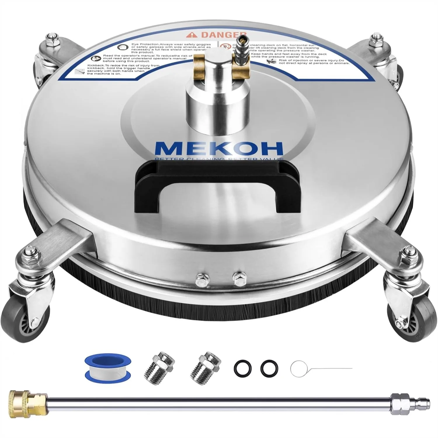 

14" Pressure Washer Surface Cleaner 4500PSI, Stainless Steel Power Washer Attachment for Driveway Patio Concrete, 1/4
