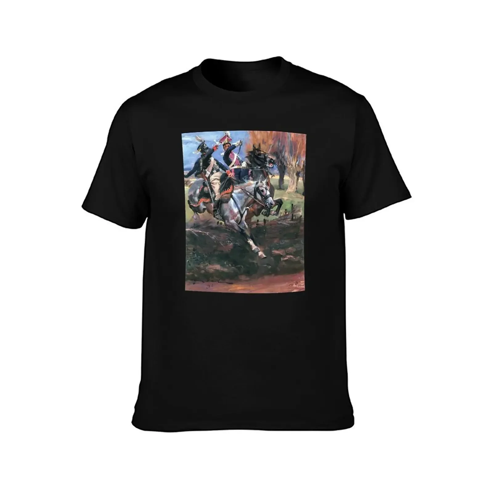 Polish Chevau-léger and Prussian Hussar in Combat by Wojciech Kossak T-Shirt plain heavyweights mens t shirts pack