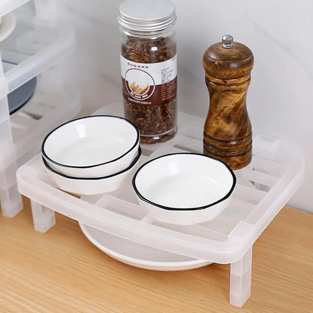 White 2Pcs Great Bowls Plates Draining Dish Racks Buckle Design Cupboard Racks Strong Load Bearing   Kitchen Supplies