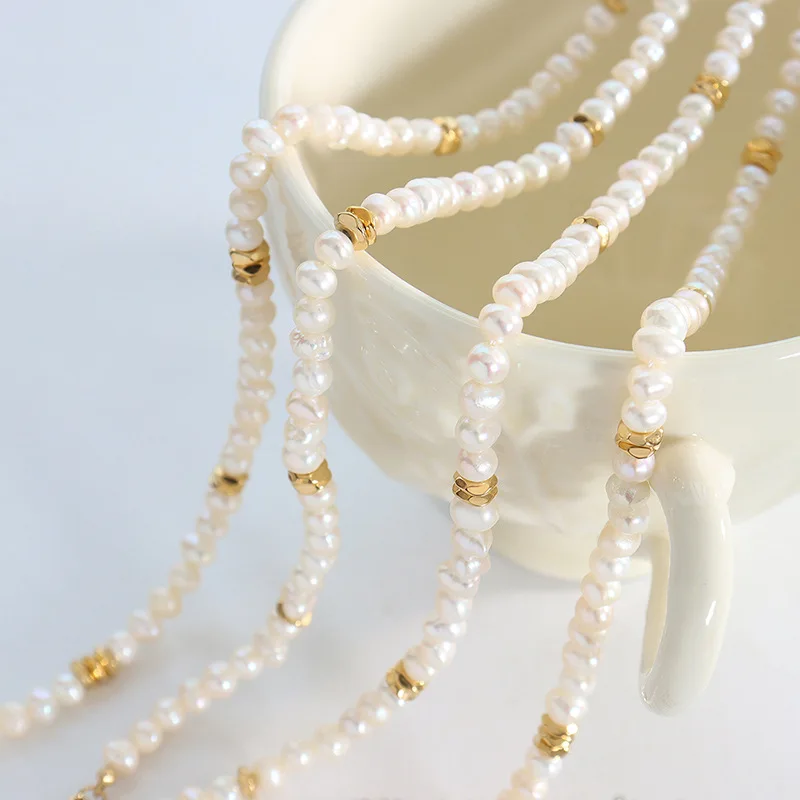 ​2023 New Romantic Baroque Natural Freshwater Pearl Beaded Necklaces for Women Waterproof Fashion Choker Jewelry Gift