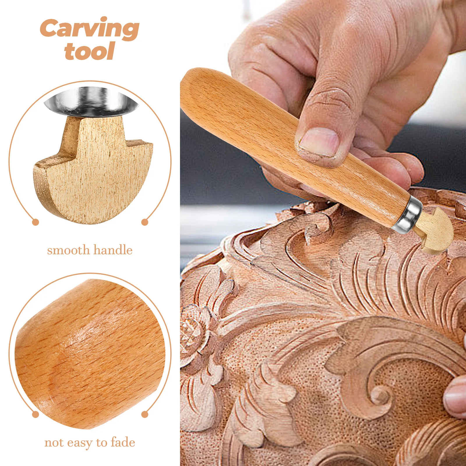 

Wood Carving Tool Metal Cutter Hand Carving Durable Wooden Handle Sharp Woodworking Craft Cutting Tool for Beginners Students