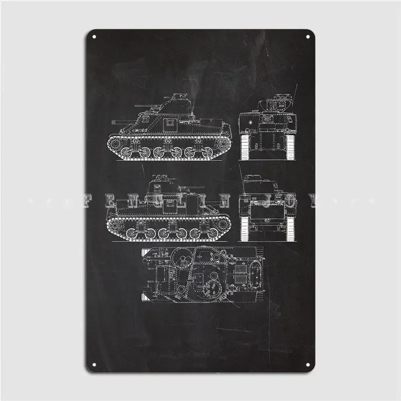 Tank M3 Lee Poster Metal Plaque Cinema Living Room Wall Vintage Plaques Tin Sign Poster