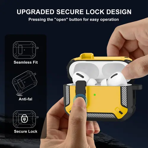 Imagen 2 del producto Para Airpods Pro 2/4 funda protectora dura a prueba de golpes con Clip de bloqueo seguro accesorios para AirPods Pro funda de segunda generación