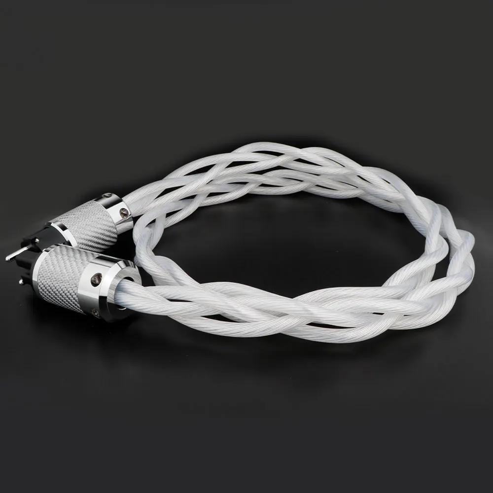 

Preffair HiFi 5N OCC Single Crystal Power Cable US/EU AC Audiophile Audio Amplifier DAC Filter Carbon Fiber Rhodium Plating Plug