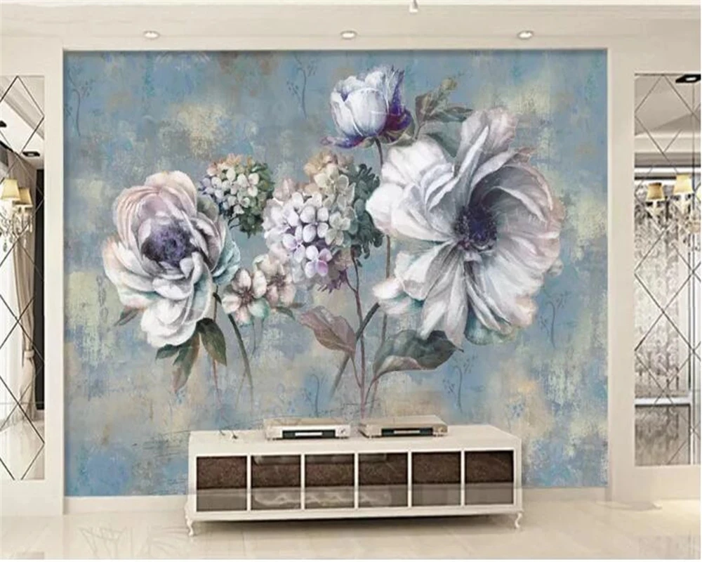 Custom 3d wallpaper Vintage flower oil painting wallpaper mural Living room sofa TV background bedroom restaurant study Hotel 8d