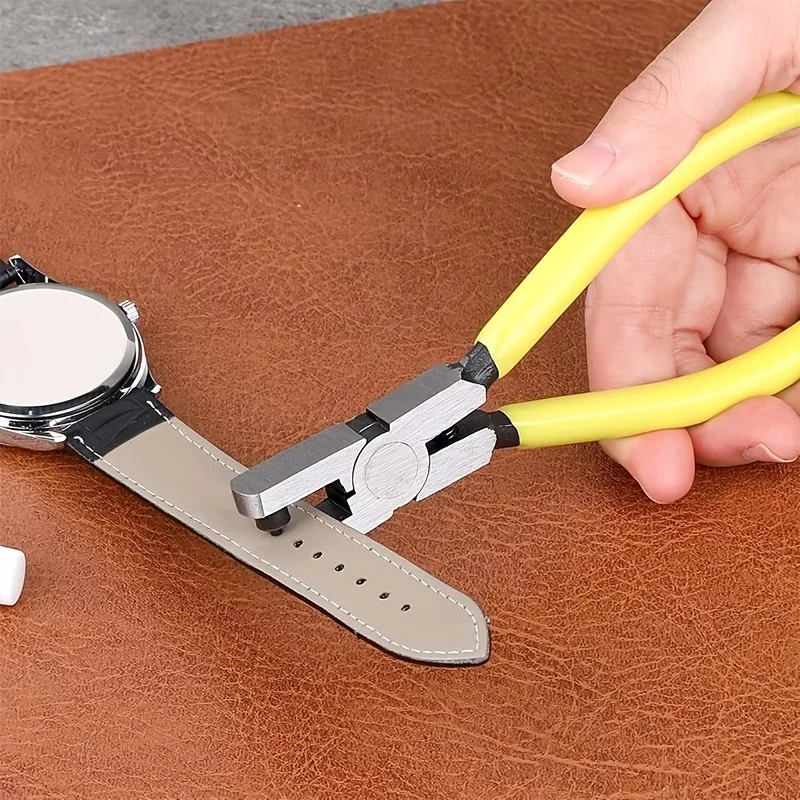 Professional Round Hole Punch Pliers, Leather Hole Punch Tool for Watch Straps, Thin Belts, Shoes, Fabrics & Dog Collars