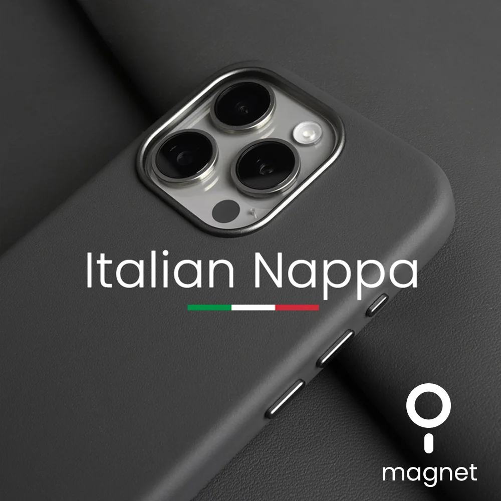 Italian Nappa Genuine Leather Case for iPhone 15 14 13 Pro Max Magnetic Supercar Interior Business Premium Cow Phone Cover