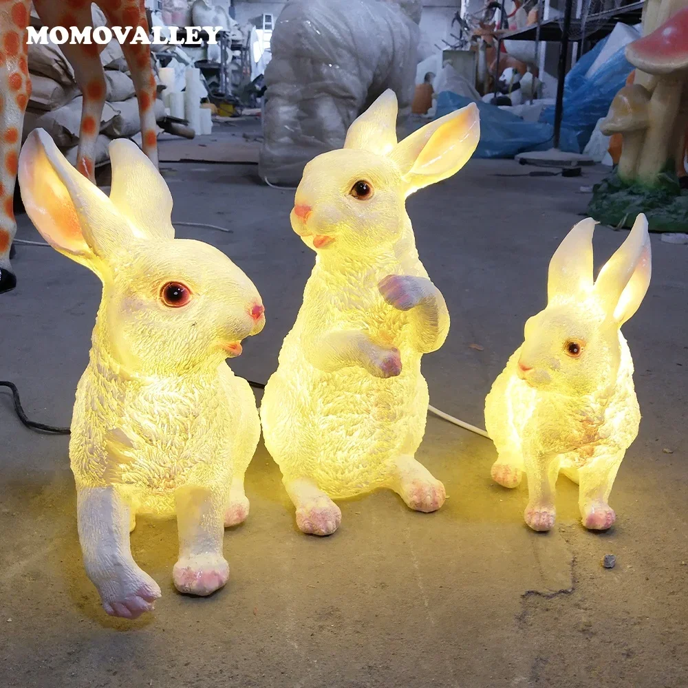 

Cute charm resin statue led rabbit resin statue light out door outdoor ip65 event decor easter decorative lighting