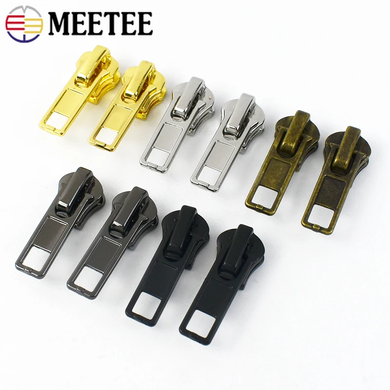 10/20pcs Meetee 3# 5# Zipper Slider for Metal Zippers Bag Purse zips Head Puller Jackets Coat Zips Repair Kit Sewing Accessories