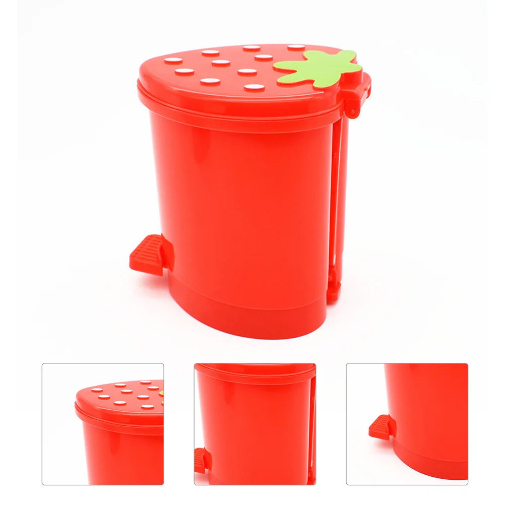 desktop strawberry Storage Bin With Lids holder: Storage Bin With Lids wastePink Basket with lid cartoon fruit table bin paper