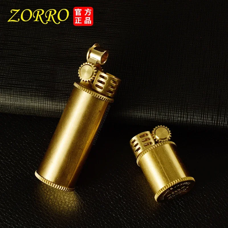 Zorro 583 Vintage Kerosene Lighter Brass Small Chubby Wheel Lighter Men\'s Series Gift Smoking Accessories