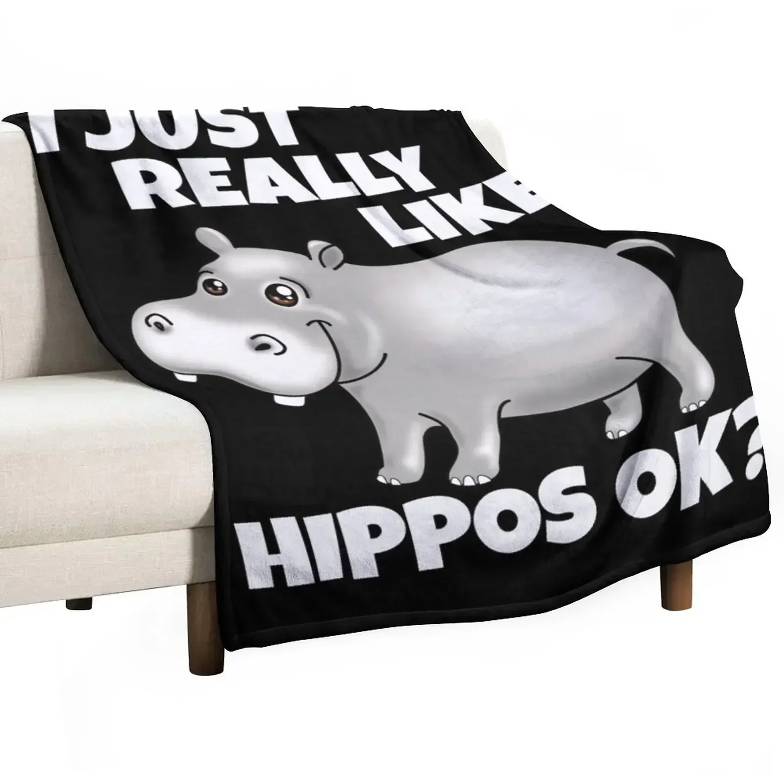 

I Just Really Like Hippos Funny Cute Hippopotamus Throw Blanket Beautifuls bed plaid valentine gift ideas Blankets