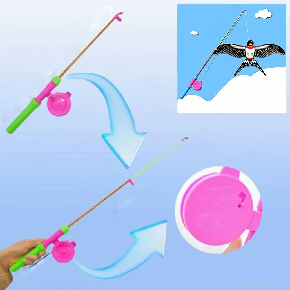38cm/58cm/80cm nowe latawce wędkarskie wędki Cartoon różnorodne style Mini latawce wędki rozciągliwe z 50-metrową żyłką wędki