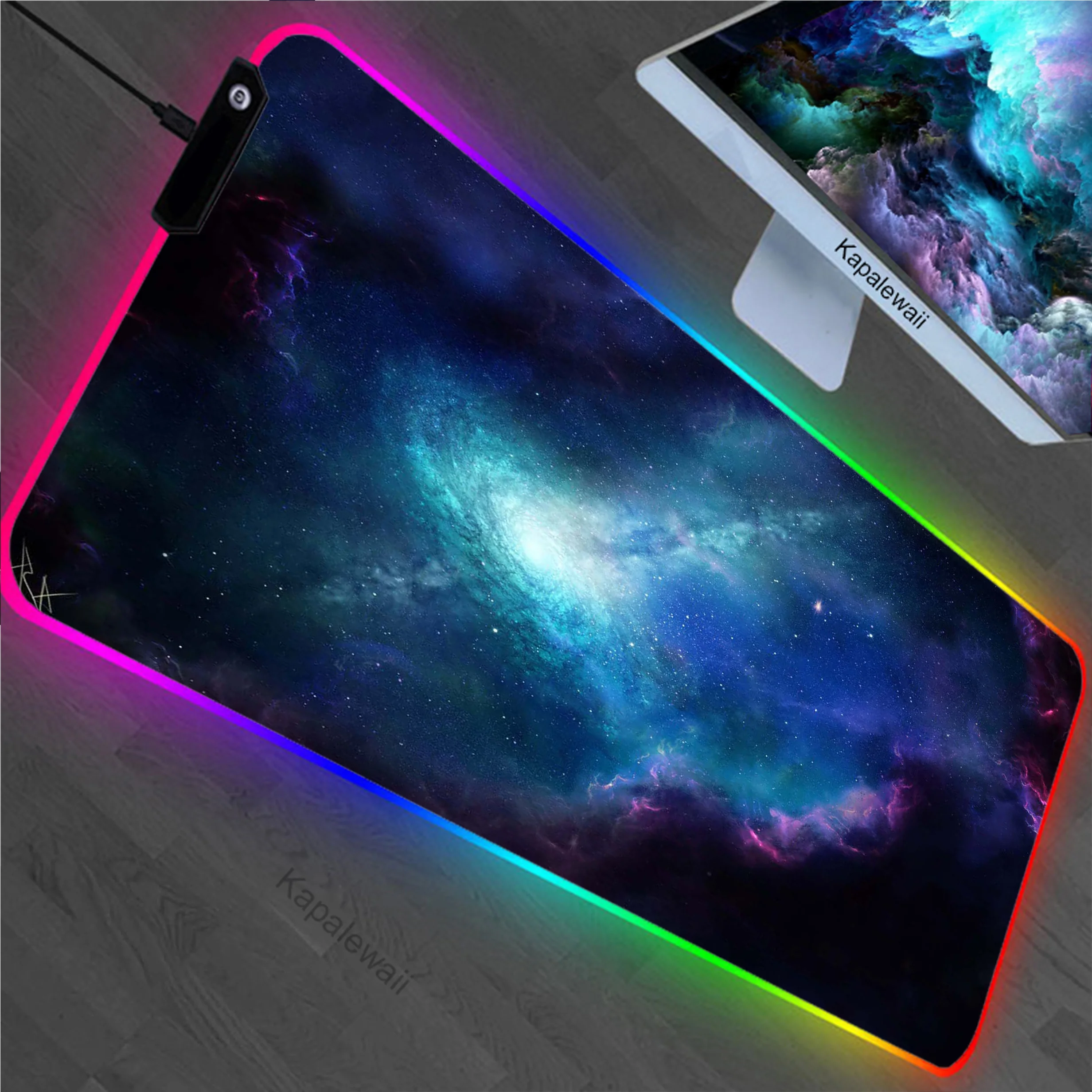 

Purple Star Space RGB LED Mouse Pad Gaming Mousemat Large Desk Mat Pc Gamer Accessoires Mousepad Anti-slip Speed Keyboard Pads