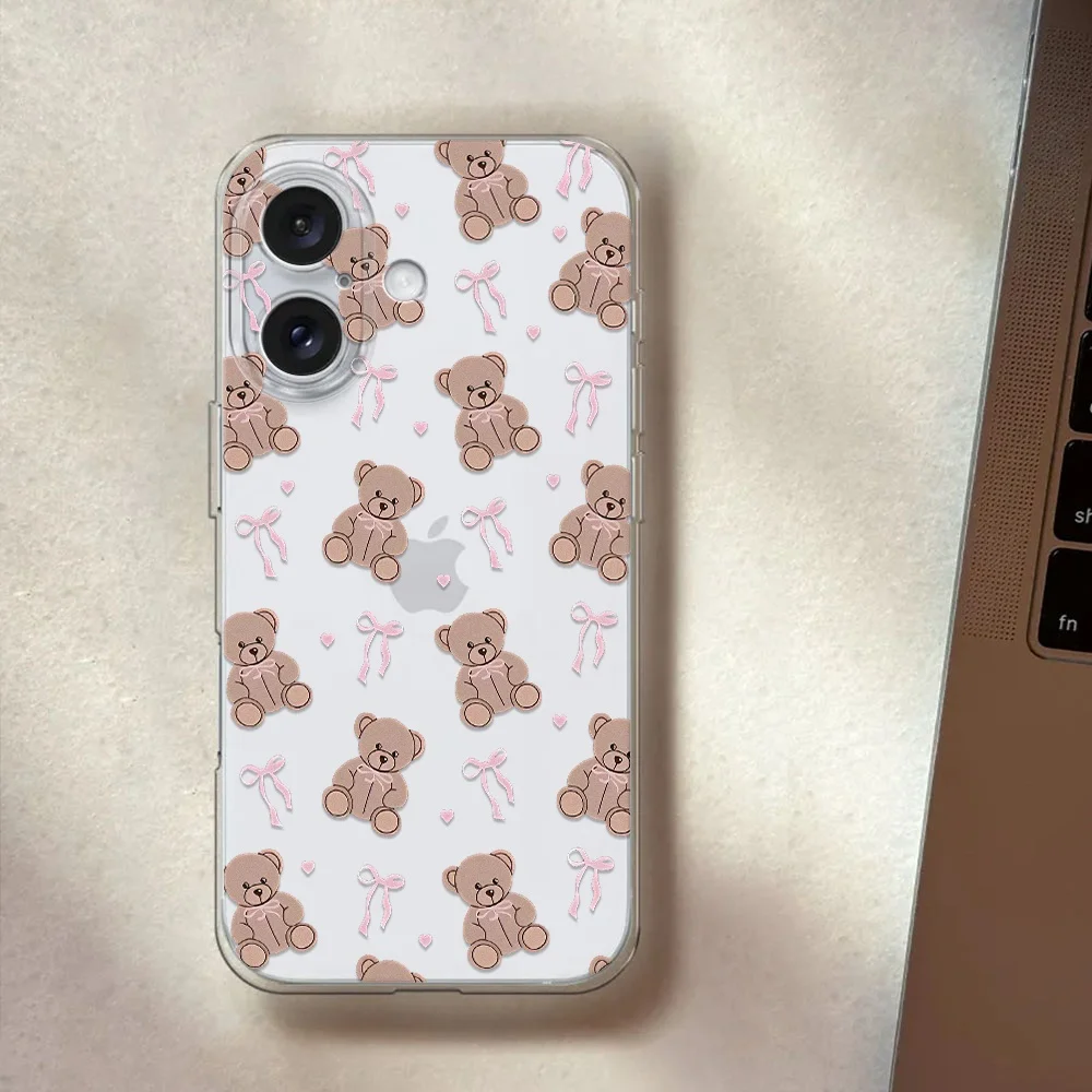 Phone Case For Samsung Galaxy S25 S26 S24 S21 S23 Plus FE Note 20 Ultra A53 A56 A55 A36 A54 Shockproof Soft Teddy Bear Bow Cover - view 4