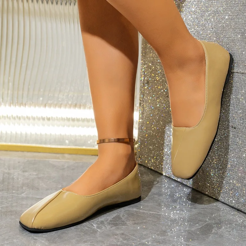 Women's Spring New Style Fashionable Square Toe Designer Loafers Daily Home Office Shopping Shallow Mouth Comfortable Flat Shoes