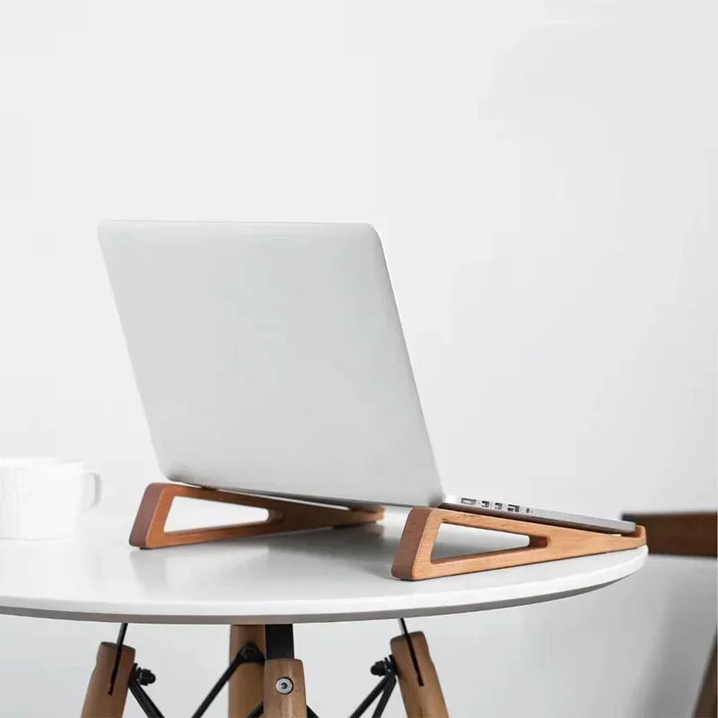 Vertical Wood Laptop Cooling Stand 1 Pair Portable Desktop Elevated Bracket Holder Fit 10-17 Inch Notebook & Tablet