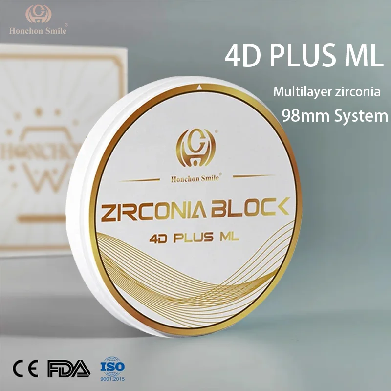 4D Plus Multilayer Zirconia Dental Block Manufacturers 1200 Mpa CAD CAM STML Dental Zircone Material Price