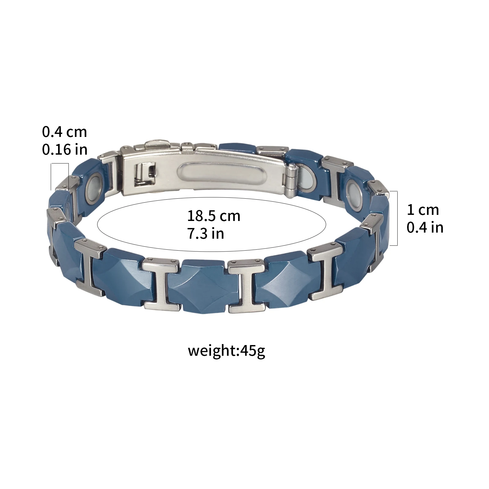 Wollet Magnetic Bracelet for Women Men, Stainless Steel Silver Blue Ceramic with Magnet Bracelets, Fashion Jewelry Gift