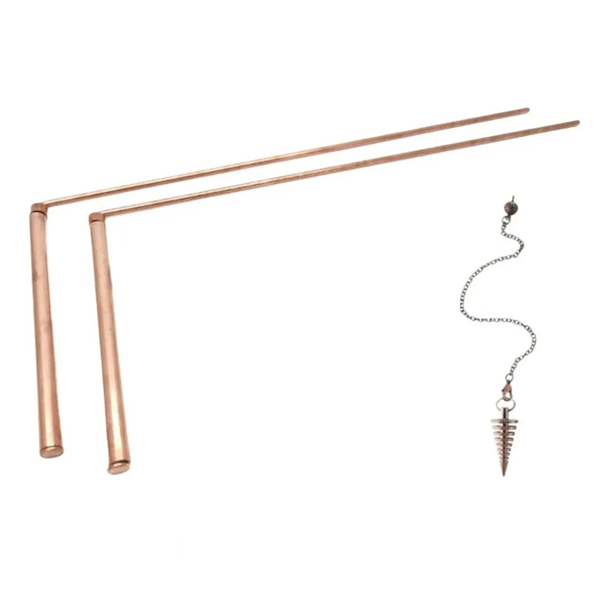 DT35BG Copper Dowsing Rod Set for Psychic Divination & Metal Detection - Find Water & Minerals