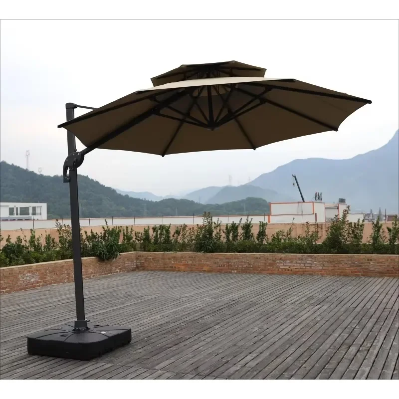 New Design High Quality Sun Water Poof Hanging Market Umbrella Garden Parasol Patio Umbrella and Lamp, Base