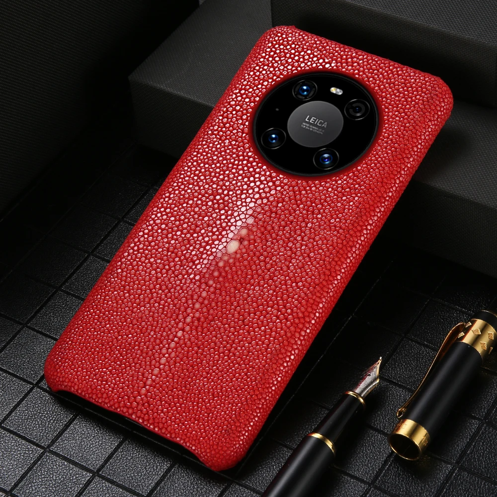 100% Genuine Stingray Leather Phone Case for Huawei Mate 40 50 Pro P60 ART P30 P40 Lite Cover For Honor Magic 5 Lite 70 90 Pro