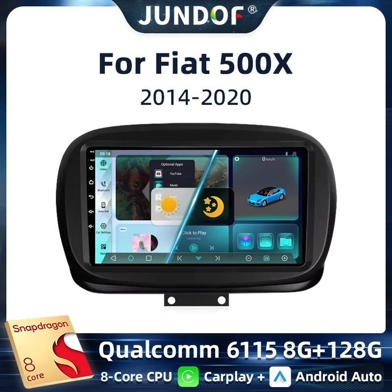 

For Fiat 500X 2014-2020 Car Radio Navigation GPS Carplay Stereo Android Auto Multimedia Player 4G WiFi DVD Bluetooth BT No 2din