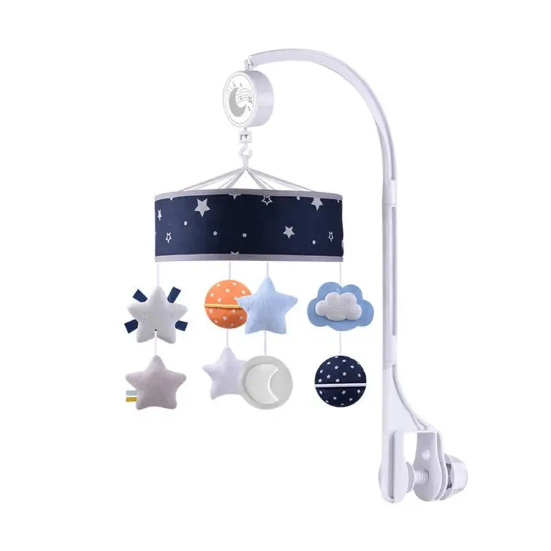 

Baby Rattles Crib Mobile Toy Holder 360 Degree Rotation Musical WindUp Crib Mobile With Stars And Planet For Babies Newborn