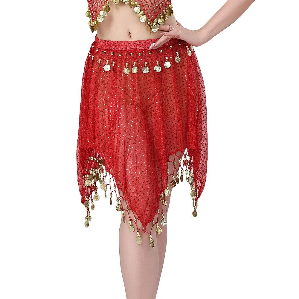 1개/세트 여성 패션 벨리댄스 짧은 치마 여성용 스팽글 코인 벨리댄스 공연용 치마