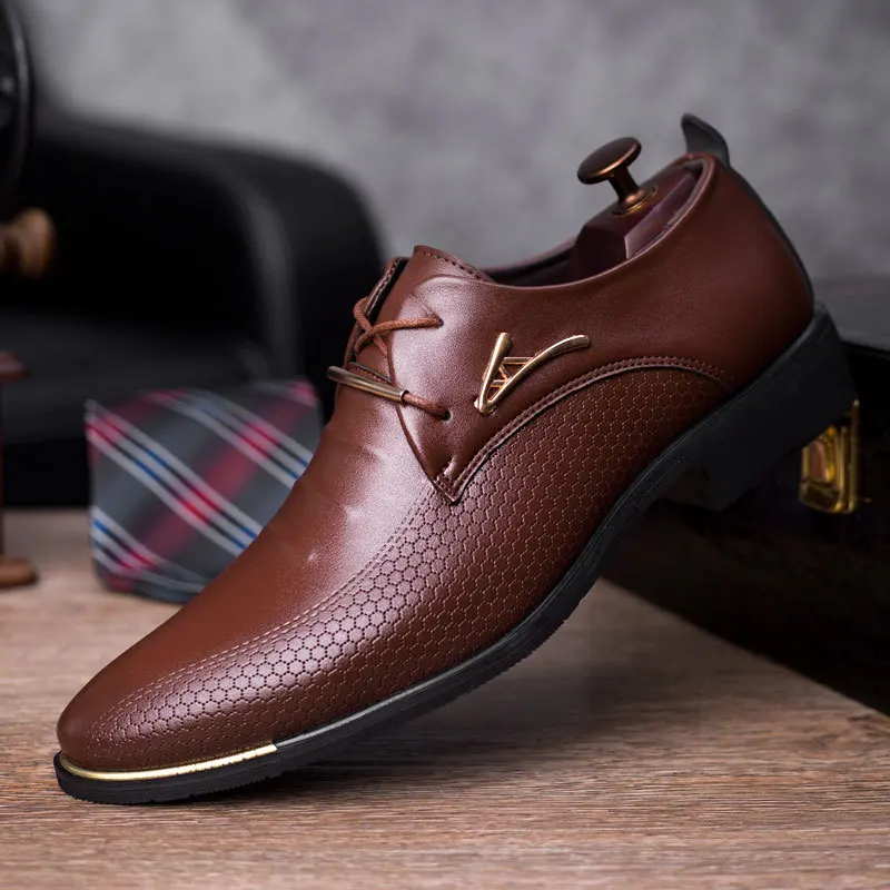 

Men Formal Business Leather Shoes Italian Luxury Oxford Shoes for Men Suit Dress Shoe Pointed Toe Society Footwear Plus Size