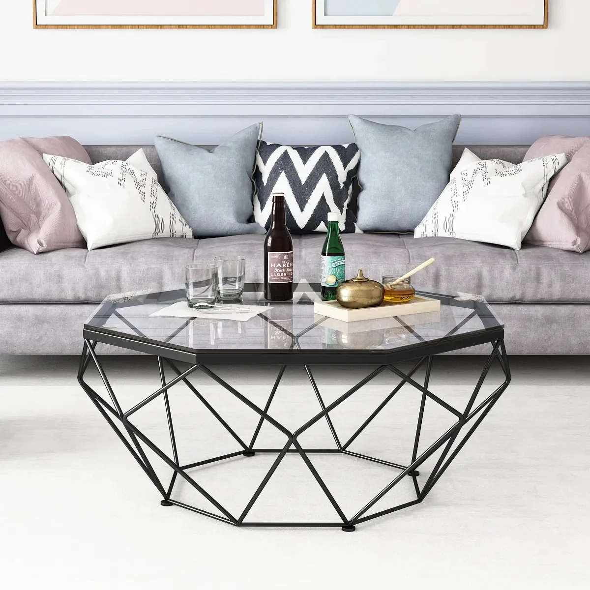 

Скандинавский современный роскошный журнальный столик из кованого железа с золотой рамой и консолью из закаленного стекла