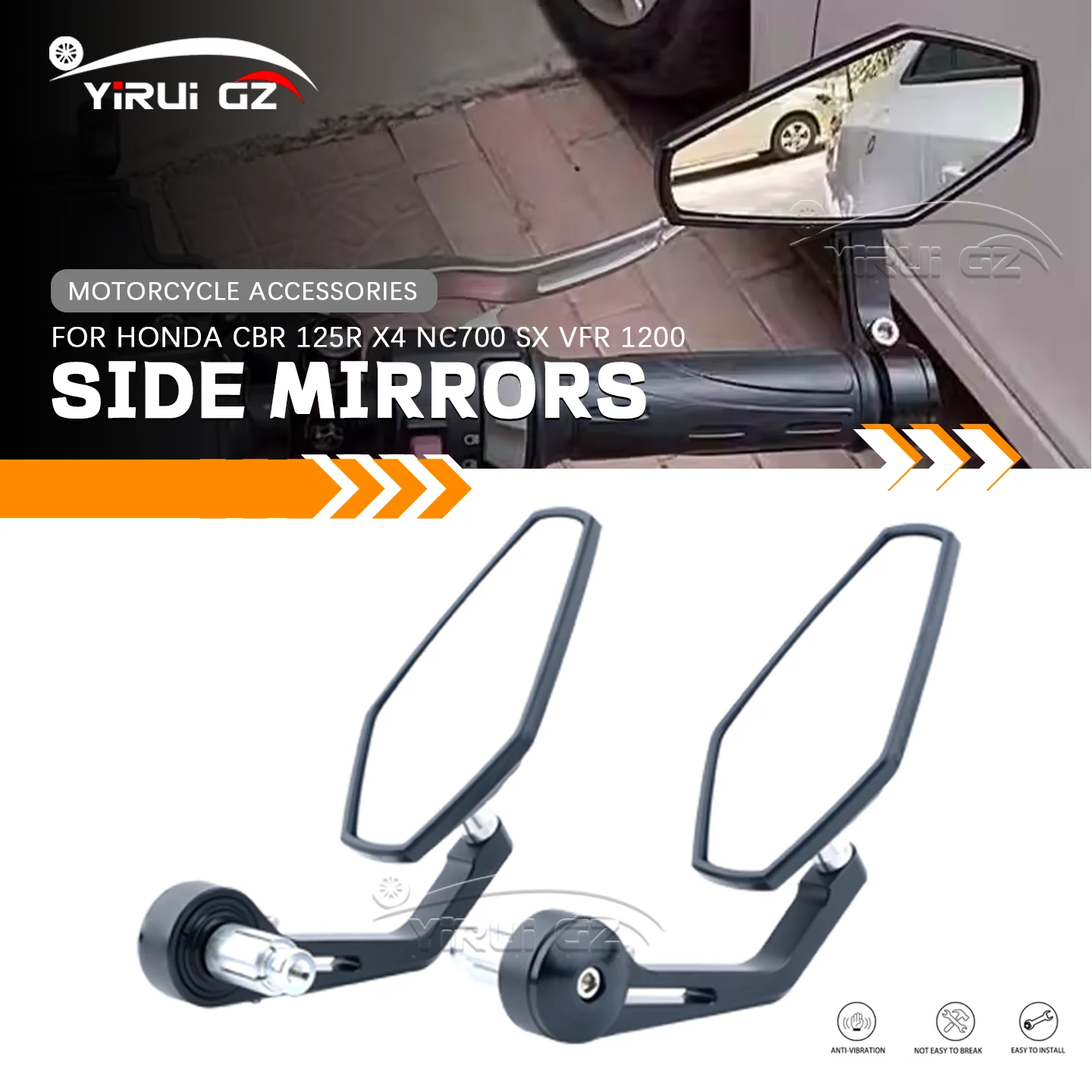 ホンダ-cbr125-nc700-xl1000-x-adv750-cbf600用-オートバイバックミラー-新品-7-8インチ-ハンドルバーエンドバックミラー-サイドビューミラー
