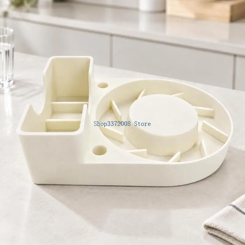 Cup Lid and Straw Stations, 2-Pack with Ribbed Platforms and Recessed Tracks for Kitchen Drinkware Drying and Storage